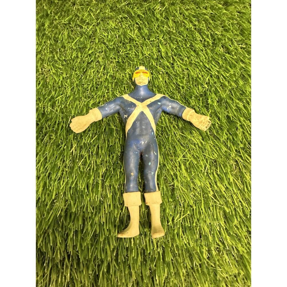 Vintage Cyclops X-Men Marvel Comics Action Figure Blue Yellow Rubber Soft
